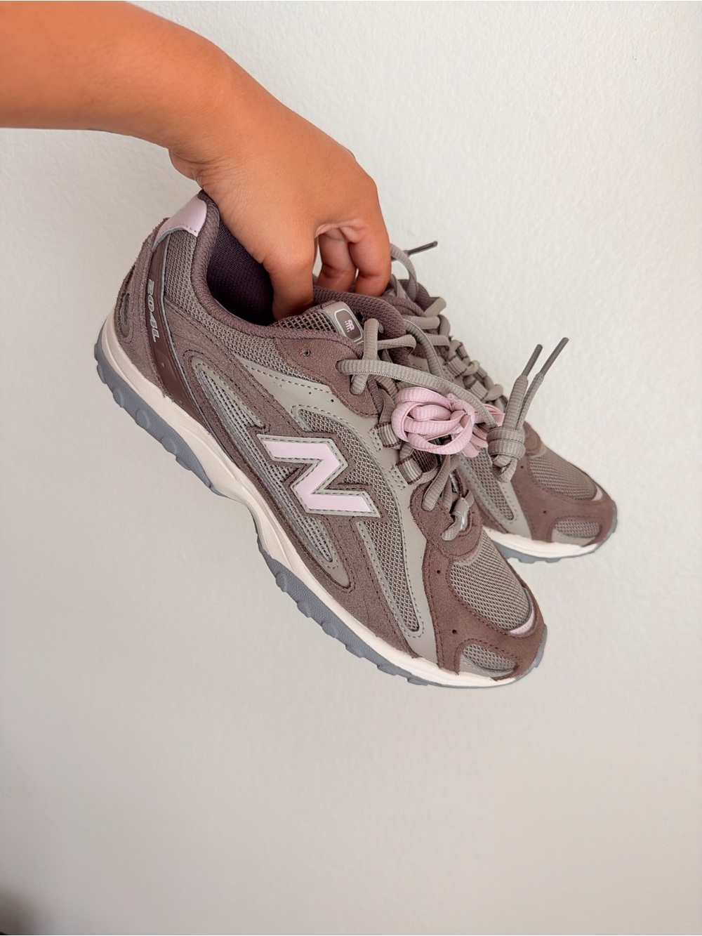 New Balance Women Gray Sneakers with Pink Accents